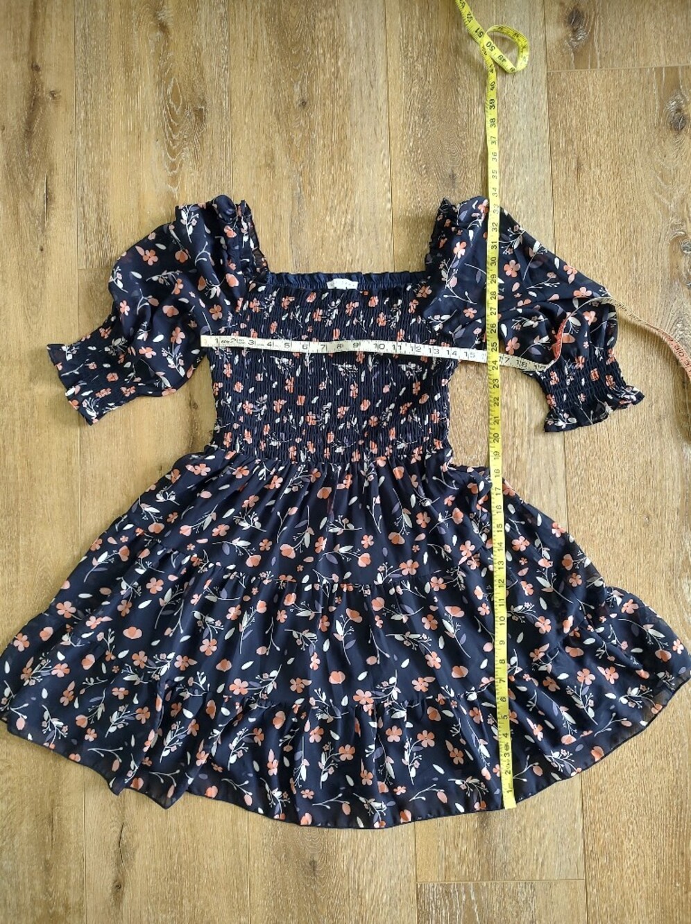 Baltic Born Azlyn Navy Pink Floral Smocked Short Floaty Dress M NWT - Picture 9 of 13